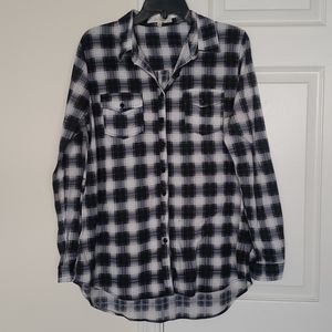 Eden & Olivia Plaid Buttondown Longsleeve Shirt, Size M